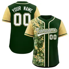 Green Khaki Split Graffiti Raglan Sleeve Baseball Jersey 1