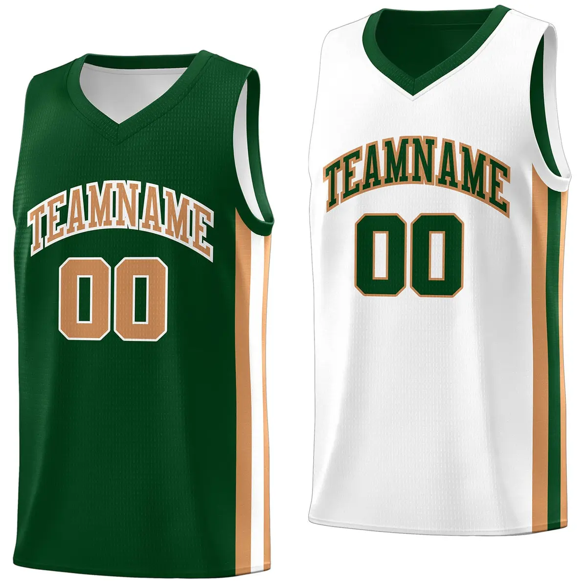 Green Khaki-White Double Side Basketball Jersey