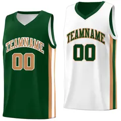 Green Khaki-White Double Side Basketball Jersey