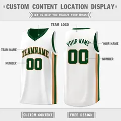 Green Khaki-White Double Side Basketball Jersey 3