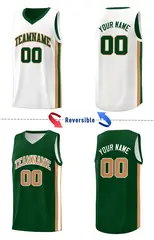 Green Khaki-White Double Side Basketball Jersey 4
