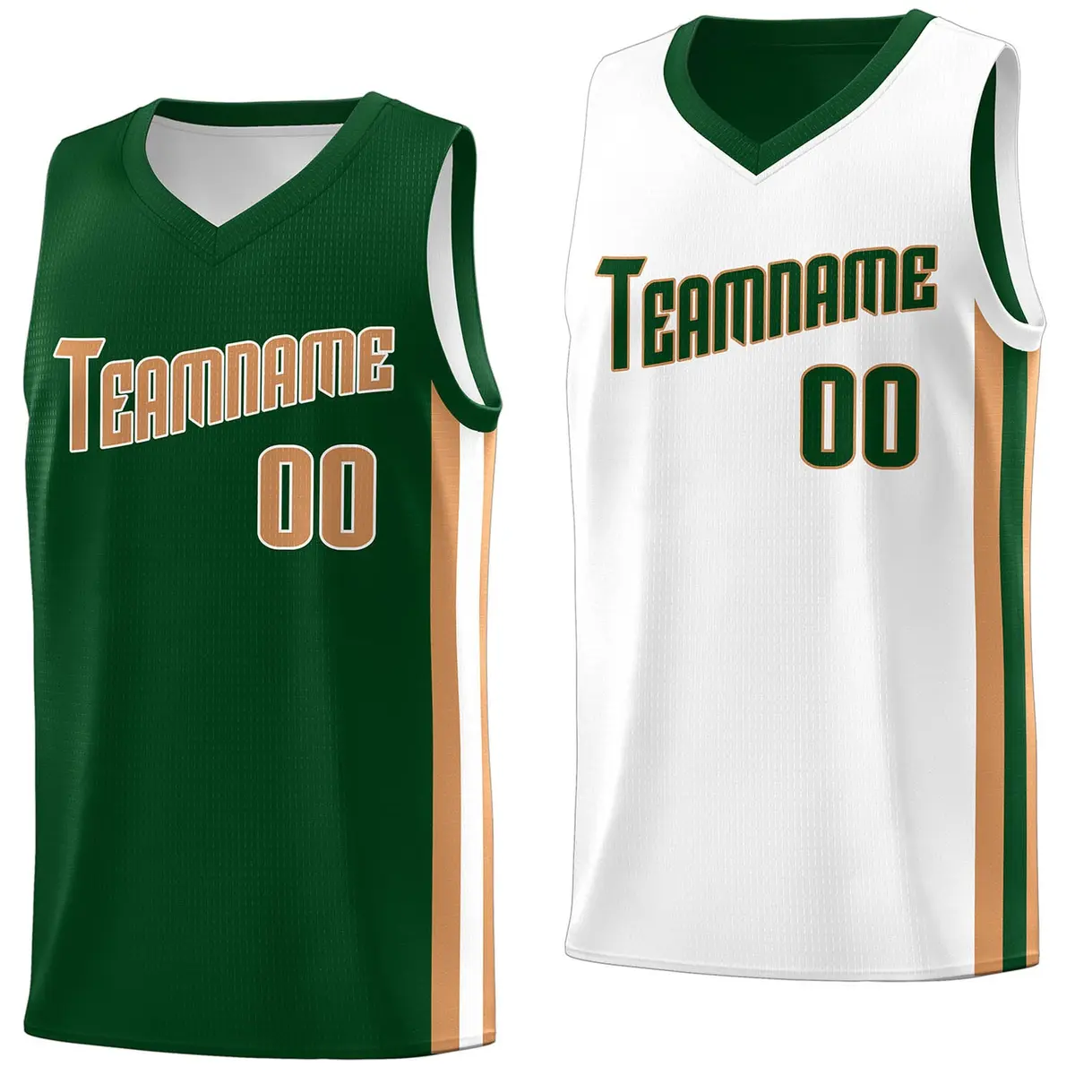 Green Khaki-White Double Side Basketball Jersey