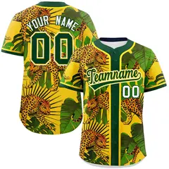 Green Leopard Graffiti Pattern Authentic Baseball Jersey