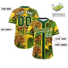 Green Leopard Graffiti Pattern Authentic Baseball Jersey 2