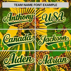 Green Leopard Graffiti Pattern Authentic Baseball Jersey 3