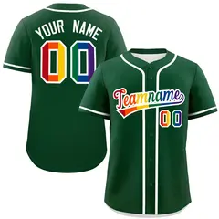Green LGBT Rainbow Pride Month Baseball Jersey