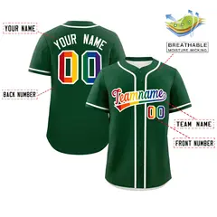 Green LGBT Rainbow Pride Month Baseball Jersey 2