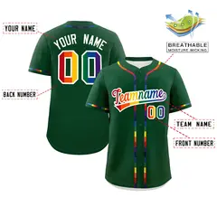 Green LGBT Rainbow Pride Month Baseball Jersey 2