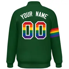 Green LGBT Rainbow Pride Month Letterman Baseball Jacket 4