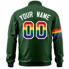 Green LGBT Rainbow Pride Month Letterman Bomber Jacket 4