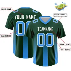 Green Light Blue Gradient Vertical Stripe Football Jersey 2