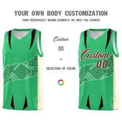 Green Light Khaki Snake Scale Venomous Fang Graffiti Basketball Jersey 3