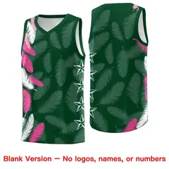 Green Light Pink Feather Graffiti Pattern Basketball Jersey 6