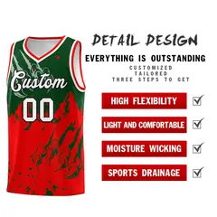 Green Light Red Snow Mountain Beast Pattern Basketball Jersey 2