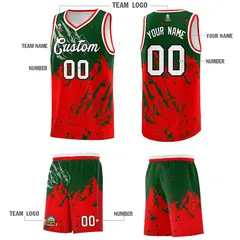 Green Light Red Snow Mountain Beast Pattern Basketball Jersey 5