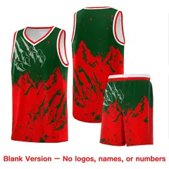Green Light Red Snow Mountain Beast Pattern Basketball Jersey 7