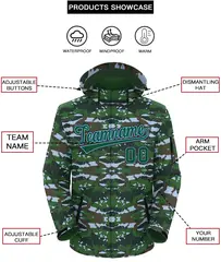 Green Lt Blue Camo Outdoor Windbreaker Waterproof Jacket 2