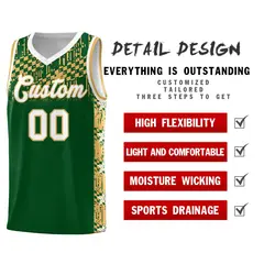 Green Mosaic Stars Pattern Basketball Jersey 2