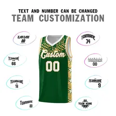Green Mosaic Stars Pattern Basketball Jersey 4
