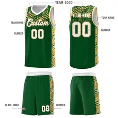 Green Mosaic Stars Pattern Basketball Jersey 5
