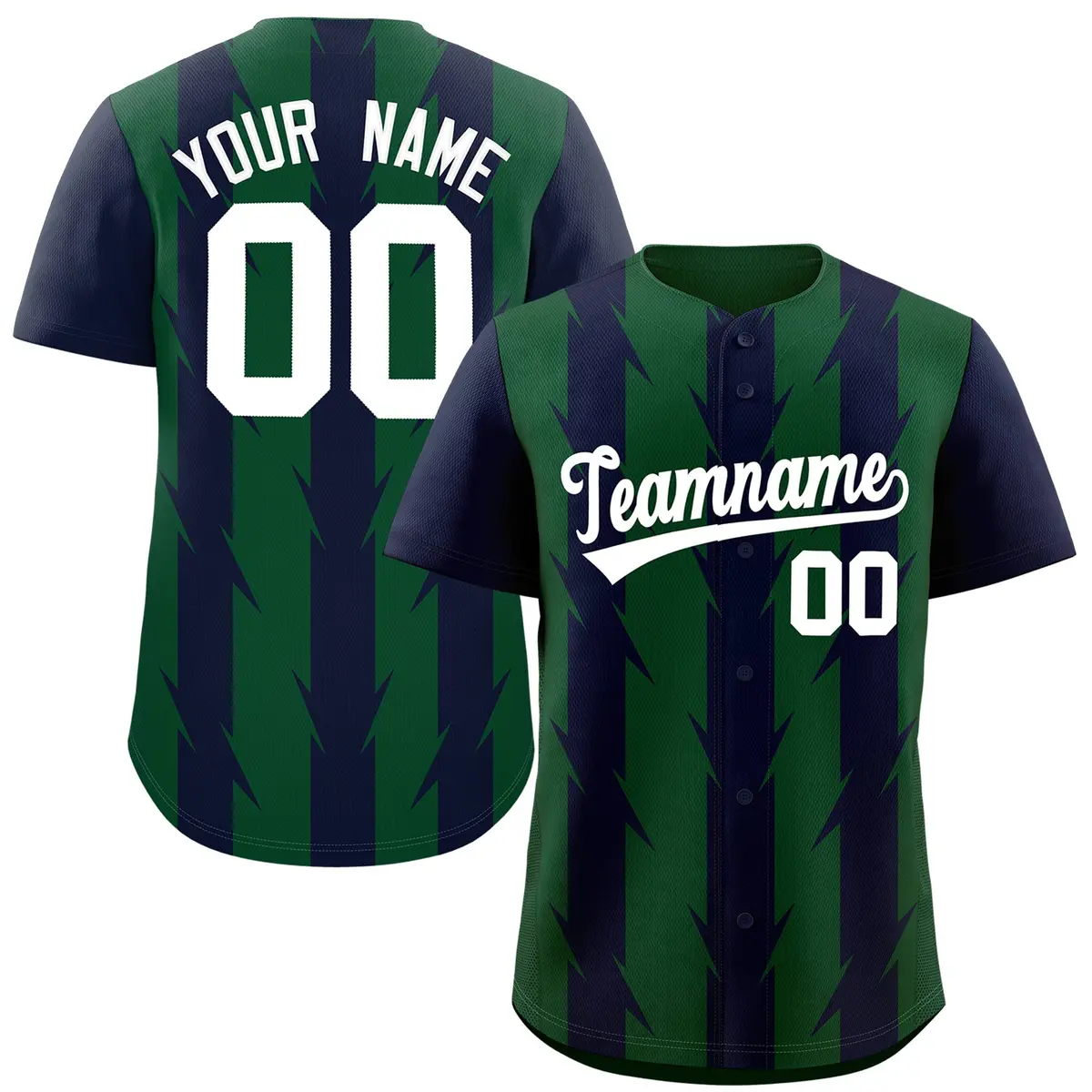 Green Navy Blade Pattern Raglan Baseball Jersey