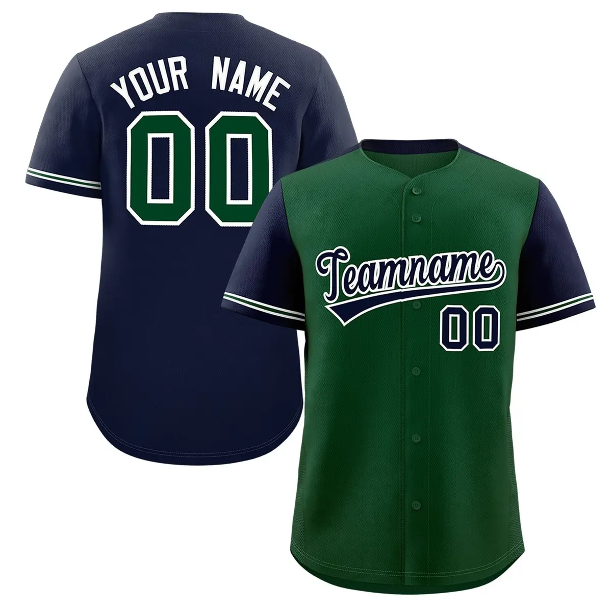 Green Navy Color Block Raglan Baseball Jersey