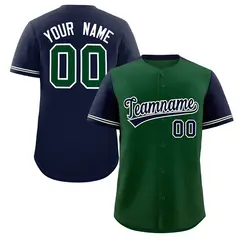 Green Navy Color Block Raglan Baseball Jersey 1