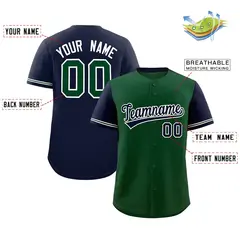 Green Navy Color Block Raglan Baseball Jersey 2