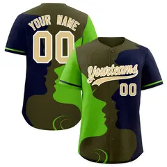 Green Navy Couple Silhouettes Valentine's Baseball Jersey 1