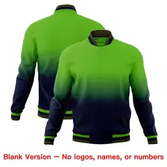 Green Navy Gradient Full-Snap Varsity Letterman Jacket 7