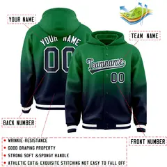 Green Navy Gradient Varsity Full-Snap Letterman Jacket Hoodie 4