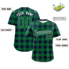 Green Navy Plaid Authentic Baseball Jersey 2