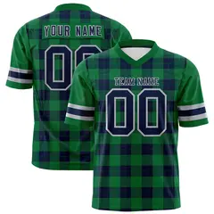 Green Navy Plaid Pattern Authentic Football Jersey 1