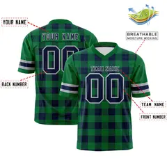 Green Navy Plaid Pattern Authentic Football Jersey 2