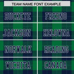 Green Navy Plaid Pattern Authentic Football Jersey 3