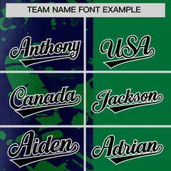 Green Navy Split Graffiti Raglan Sleeve Baseball Jersey 3