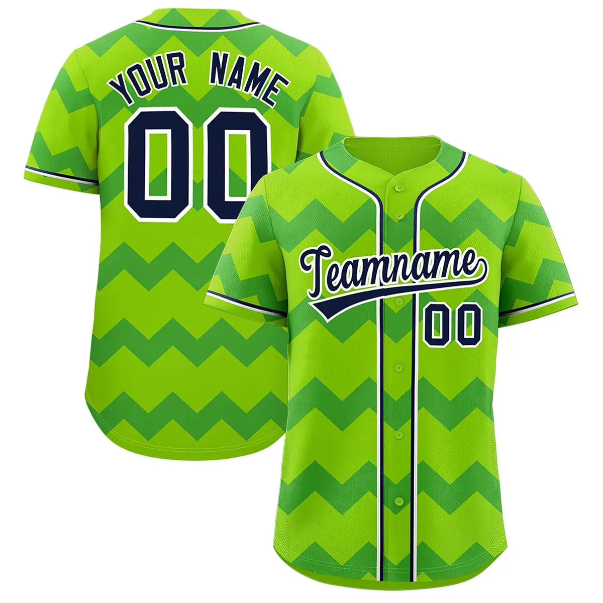 Green Navy-White Ripple Design Authentic Baseball Jersey
