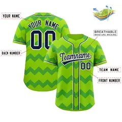 Green Navy-White Ripple Design Authentic Baseball Jersey 2
