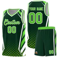 Green Neon Green Diamond Pattern Side Slash Basketball Jersey