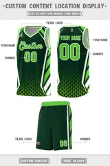 Green Neon Green Diamond Pattern Side Slash Basketball Jersey 2