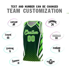 Green Neon Green Diamond Pattern Side Slash Basketball Jersey 3
