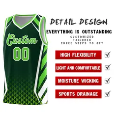Green Neon Green Diamond Pattern Side Slash Basketball Jersey 4