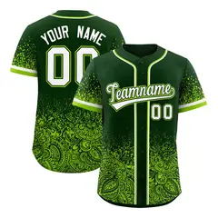 Green Neon Green Floral Gradient Full Button Baseball Jersey 1