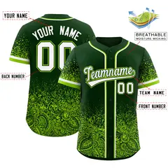 Green Neon Green Floral Gradient Full Button Baseball Jersey 2