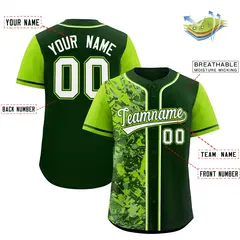 Green Neon Green Graffiti Split Raglan Sleeve Baseball Jersey 2