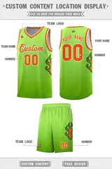 Green Neon Green-Orange Flame Gradient Basketball Jersey 2