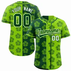 Green Neon Green Split Flower Graffiti Baseball Jersey 1