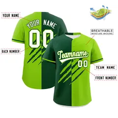 Green Neon Green Split Tiger Claw Scratch Baseball Jersey 2