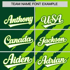 Green Neon Green Split Tiger Claw Scratch Baseball Jersey 3