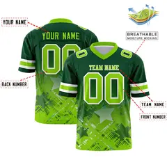 Green Neon Green Star Gradient Flag Football Jersey 2